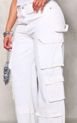 Shape Ecru Pocket Wide Leg Cargo Jeans
