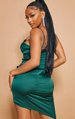 Shape Emerald Green Satin Wrap Dress