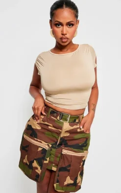 Shape Green Camo Print Pocket Detail Mini Skirt