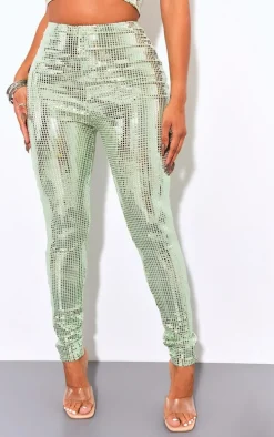 Shape Green Mirrored Sequin Leggings