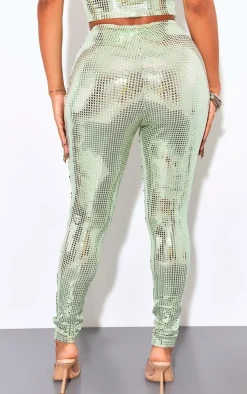 Shape Green Mirrored Sequin Leggings
