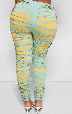 Shape Green Seamless Shredded Detail Skinny Pants