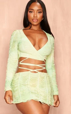 Shape Green Shredded Seamless Mini Skirt