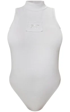 Shape Grey Cotton High Neck Sleeveless Bodysuit