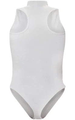 Shape Grey Cotton High Neck Sleeveless Bodysuit