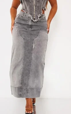 Shape Grey Denim Washed Maxi Skirt