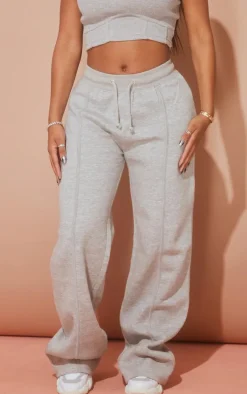 Shape Grey Marl Binded High Waist Wide Leg Sweatpants