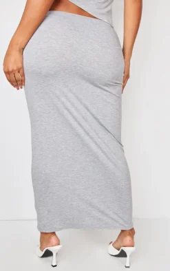 Shape Grey Marl Jersey Asymmetric Waist Maxi Skirt