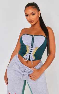 Shape Grey Marl Lace Up Detail Sweat Corset