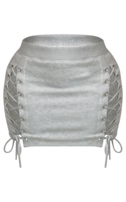 Shape Grey Marl Sweat Lace Up Side Mini Skirt