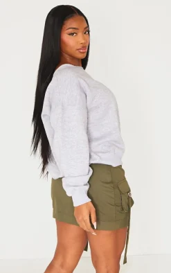 Shape Grey Marl Sweat Raw Edge Slouch Sweatshirt