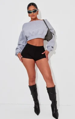 Shape Grey Marl Sweat Slouch Crop Sweatshirt