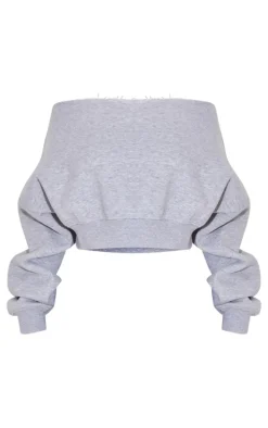 Shape Grey Marl Sweat Slouch Crop Sweatshirt