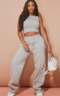 Shape Grey Marl Thick Ribbed Under Bust Binded Crop Top