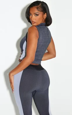 Shape Grey Seamless Zip Through Sleeveless Top