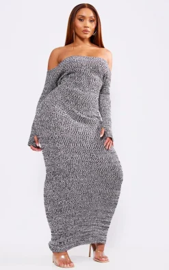 Shape Grey Space Knit Bardot Maxi Dress