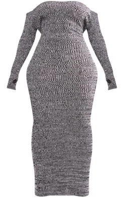 Shape Grey Space Knit Bardot Maxi Dress