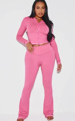Shape Hot Pink Sculpted Contrast Stitch Foldover Waist Flare Pants
