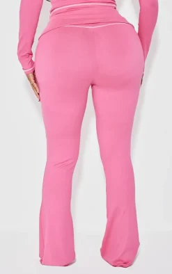 Shape Hot Pink Sculpted Contrast Stitch Foldover Waist Flare Pants