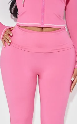 Shape Hot Pink Sculpted Contrast Stitch Foldover Waist Flare Pants