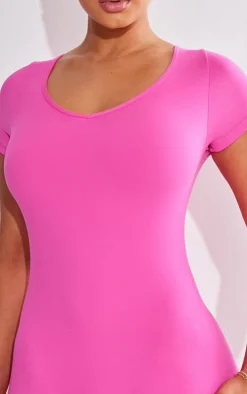 Shape Hot Pink Sculpted Plunge V Neck Short Sleeve Unitard