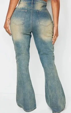 Shape Indigo Blue Wash Denim Eyelet Detail Flare Jeans