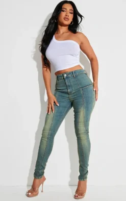 Shape Indigo Blue Wash Panel Detail Skinny Jeans