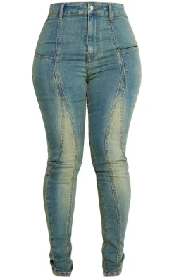 Shape Indigo Blue Wash Panel Detail Skinny Jeans