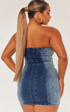 Shape Indigo Denim Seam Detail Bandeau Dress