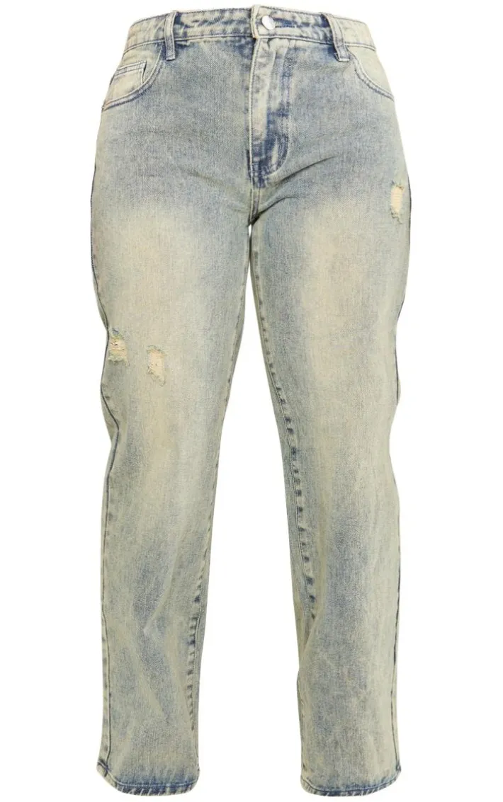 Shape Indigo Vintage Wash Washed Denim Wide Leg Jeans