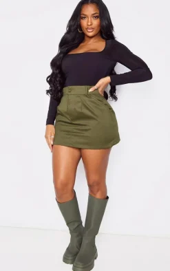 Shape Khaki Cargo Pocket Mini Skirt
