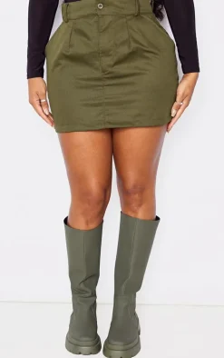 Shape Khaki Cargo Pocket Mini Skirt