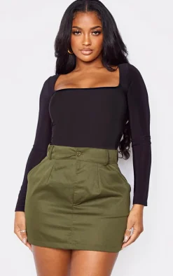 Shape Khaki Cargo Pocket Mini Skirt