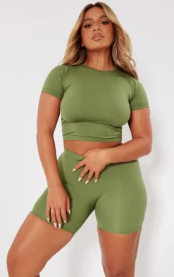 Shape Khaki Fitted Seamless Shorts