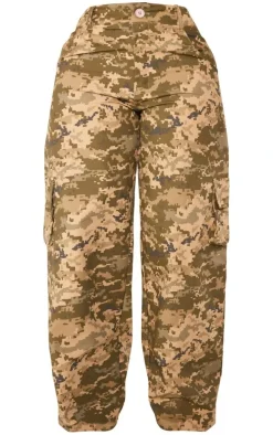 Shape Khaki Pixel Camo Pocket Detail Wide Leg Pants