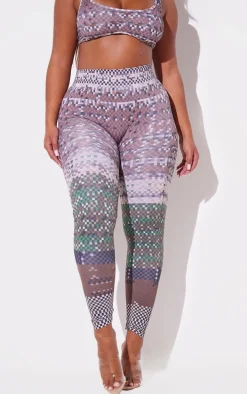 Shape Khaki Pixel Camo Print High Waist Leggings