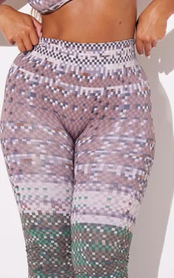 Shape Khaki Pixel Camo Print High Waist Leggings