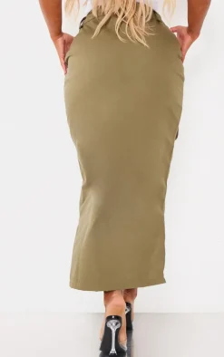 Shape Khaki Pocket Detail Cargo Midaxi Skirt