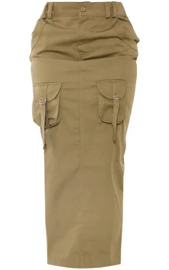 Shape Khaki Pocket Detail Cargo Midaxi Skirt