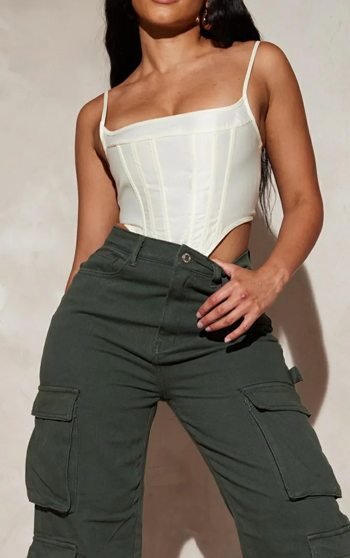 Shape Khaki Pocket Wide Leg Cargo Jeans