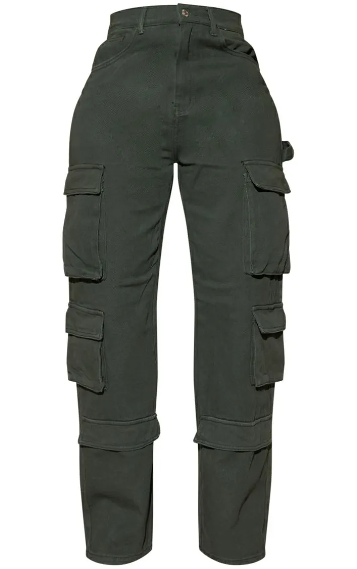 Shape Khaki Pocket Wide Leg Cargo Jeans