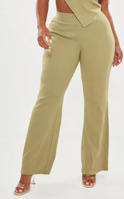 Shape Khaki Rib High Waisted Flare Pants