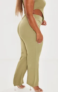 Shape Khaki Rib High Waisted Flare Pants