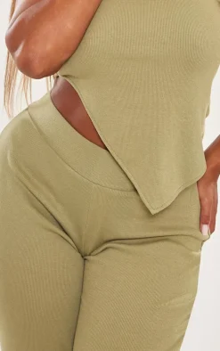 Shape Khaki Rib High Waisted Flare Pants