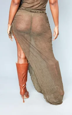 Shape Khaki Textured Jersey Maxi Skirt