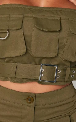 Shape Khaki Twill Buckle Detail Cargo Bandeau