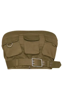 Shape Khaki Twill Buckle Detail Cargo Bandeau