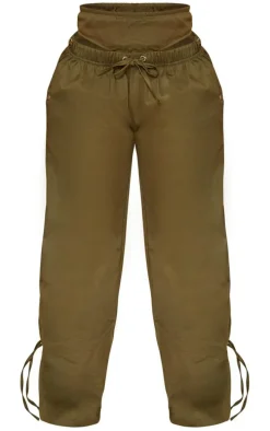 Shape Khaki Twill Cut Out Wide Leg Pants