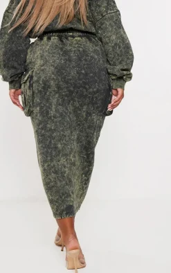 Shape Khaki Washed Sweat Maxi Skirt