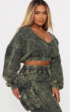 Shape Khaki Washed Sweat Maxi Skirt